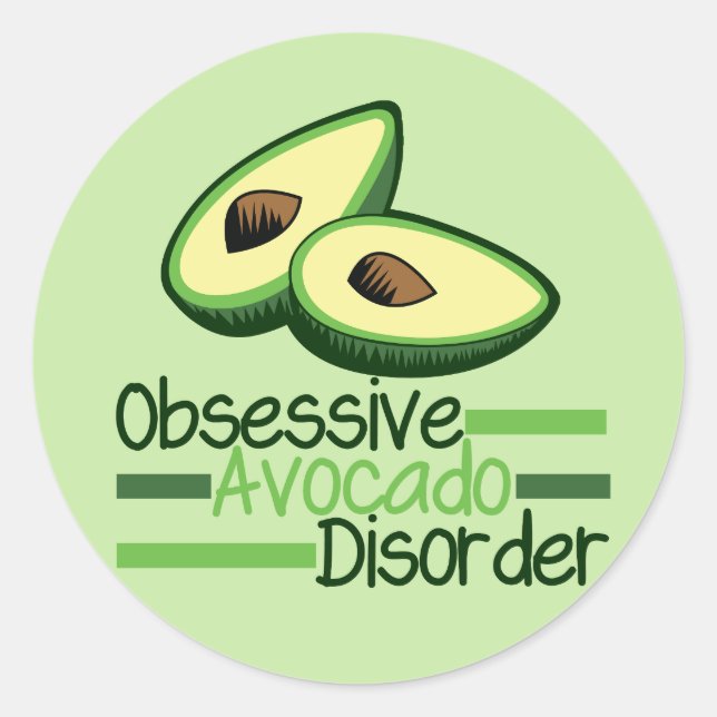 Obsessive Avocado Disorder Cool Green Classic Round Sticker (Front)