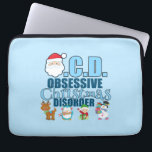 Obsessive Christmas Disorder (blue) Laptop Sleeve<br><div class="desc">I have Obsessive Christmas Disorder. I am obsessed with all cute things for the Christmas holiday. Santa,  reindeer,  elves and all of the fun Christmas icons. Images by prettygrafik.com</div>