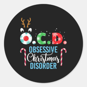 Obsessive Christmas Disorder! Reindeer Antlers Gif Classic Round Sticker