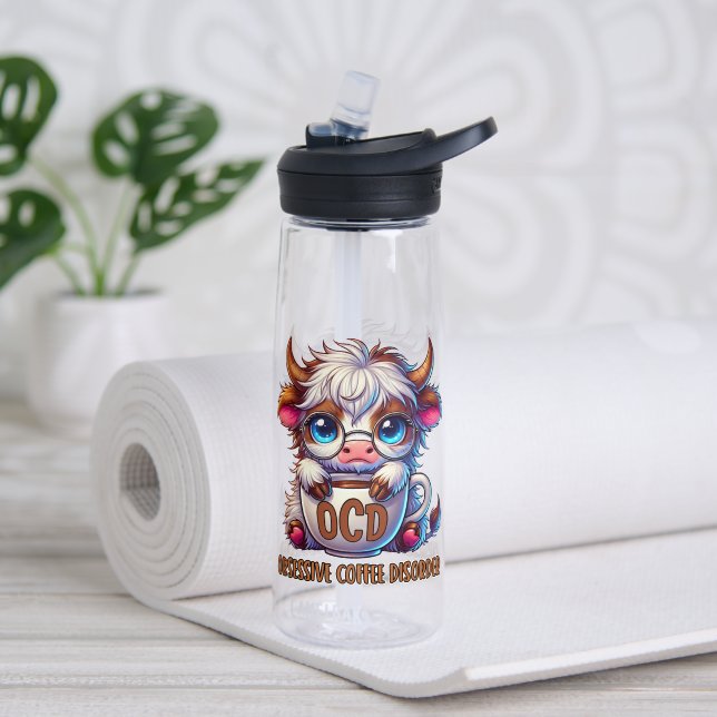 Obsessive Coffee Disorder  Water Bottle (Yoga (Rotated))