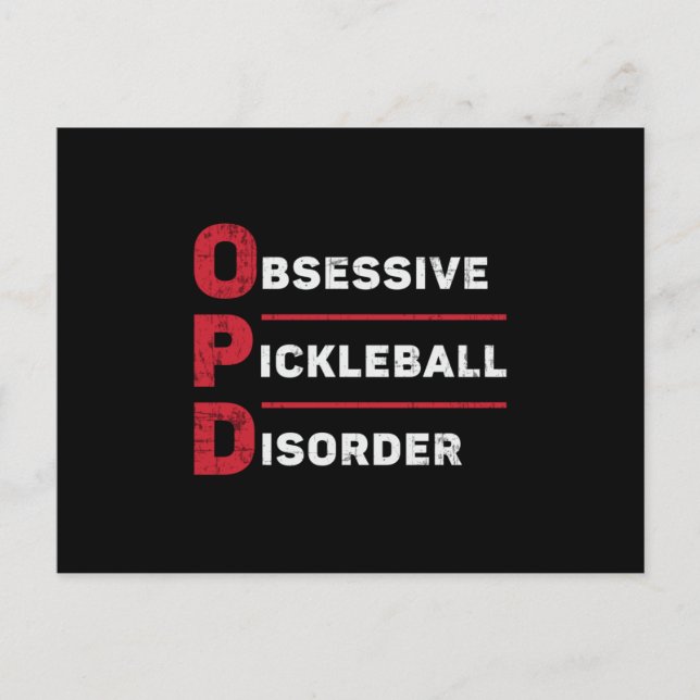 Obsessive Pickleball Disorder Pickleball Player Postcard (Front)