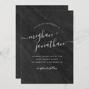 Obsidian   Black Marble Wedding Invitation