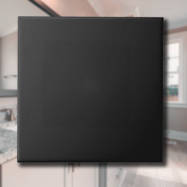 Obsidian Black Solid Colour | Classic Elegant Ceramic Tile (Creator Uploaded)