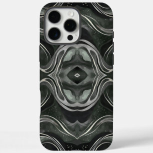 Obsidian Echo Symmetrical Dark Marble Flow iPhone 16 Pro Max Case
