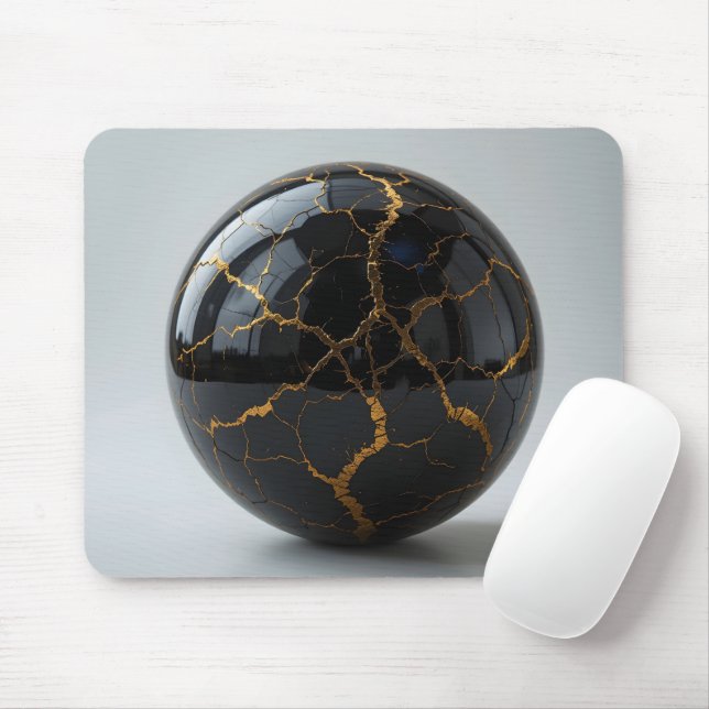 Obsidian Kintsugi Sphere Mouse Pad (With Mouse)