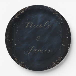 Obsidian Oracle Midnight Elegace Wedding Paper Plate