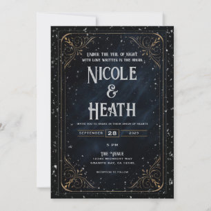 Obsidian Oracle Midnight Elegance Wedding  Invitation