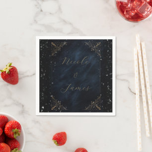 Obsidian Oracle Midnight Elegance Wedding Napkin