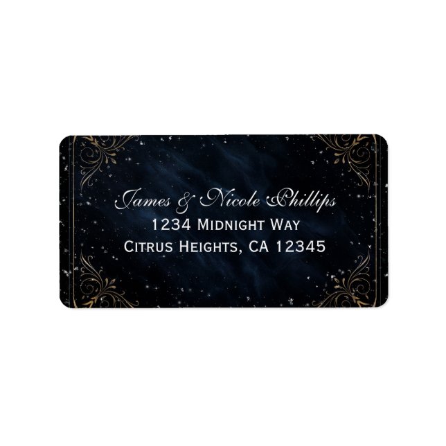 Obsidian Oracle Midnight Eleganct Wedding Label (Front)