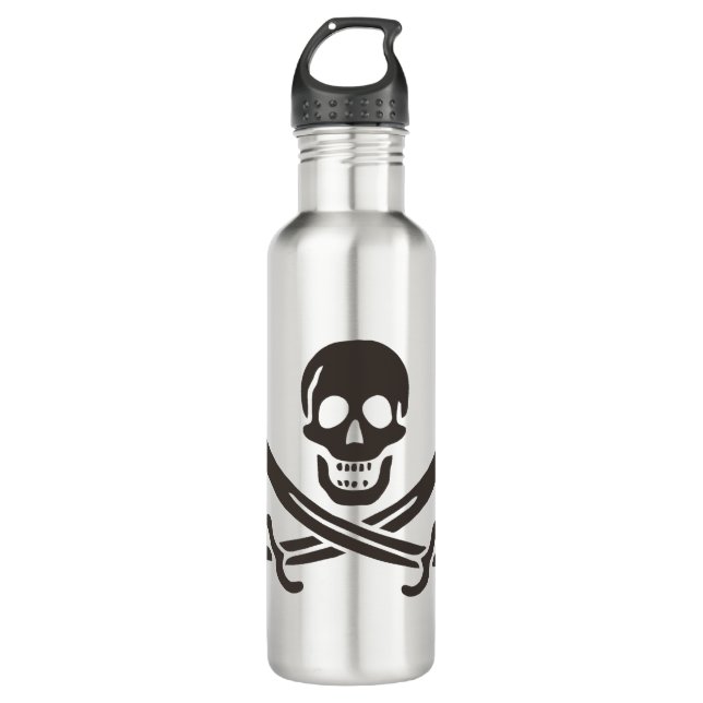 Obsidian Skull Swords Pirate flag of Calico Jack 710 Ml Water Bottle (Front)