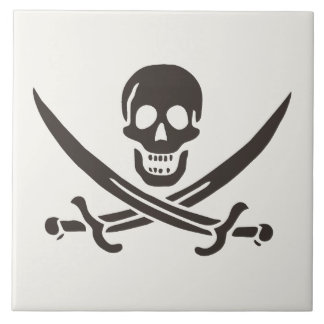 Obsidian Skull Swords Pirate flag of Calico Jack Ceramic Tile