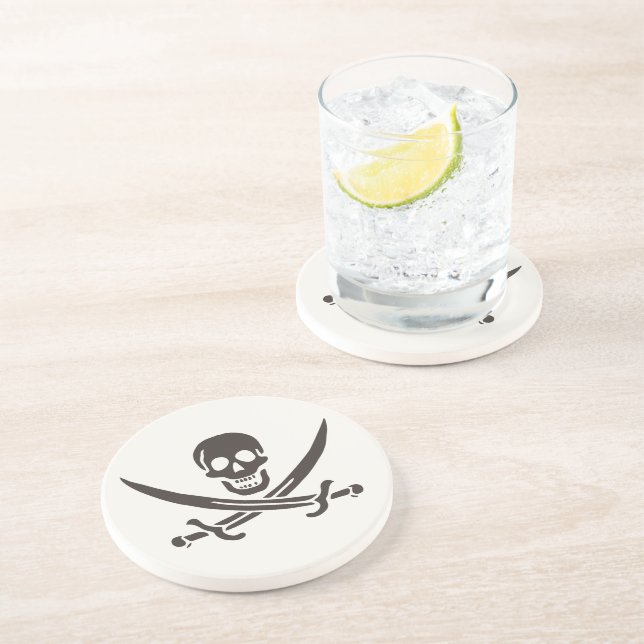 Obsidian Skull Swords Pirate flag of Calico Jack Coaster (Side)