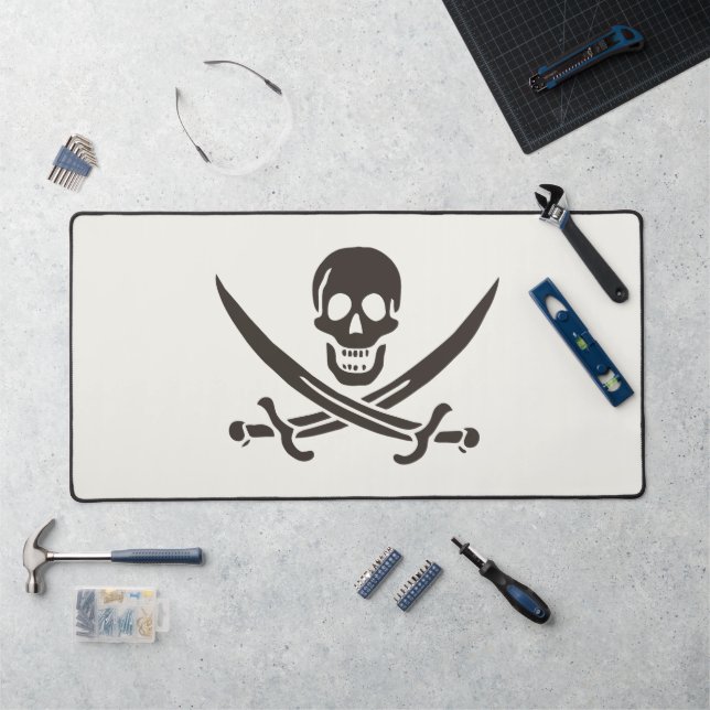 Obsidian Skull Swords Pirate flag of Calico Jack Desk Mat (Workstation)
