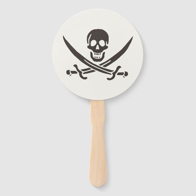 Obsidian Skull Swords Pirate flag of Calico Jack Hand Fan (Front)