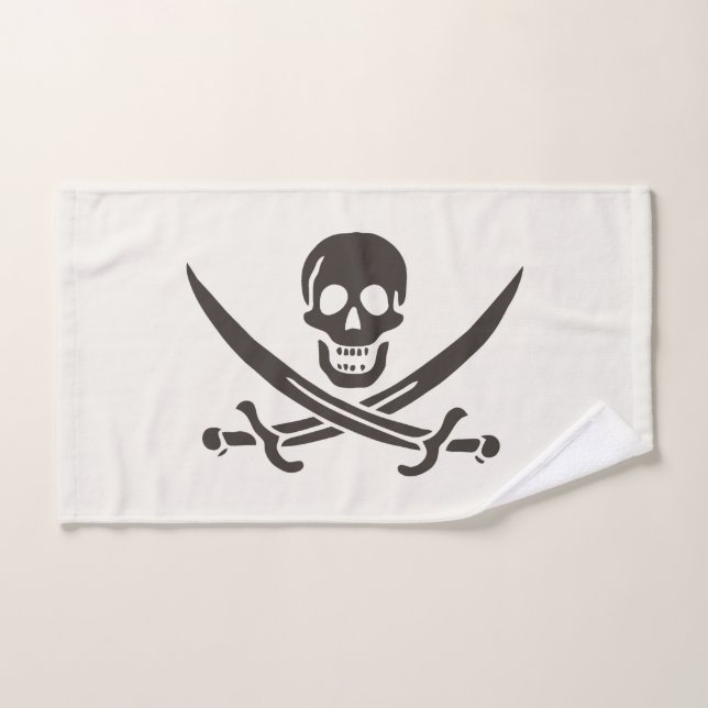 Obsidian Skull Swords Pirate flag of Calico Jack Hand Towel (Hand Towel)