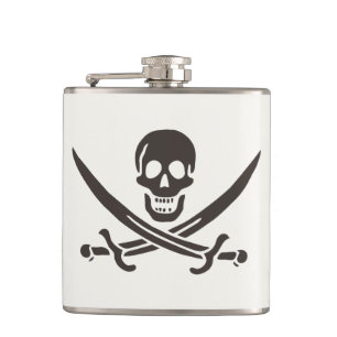 Obsidian Skull Swords Pirate flag of Calico Jack Hip Flask