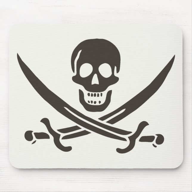 Obsidian Skull Swords Pirate flag of Calico Jack Mouse Pad (Front)