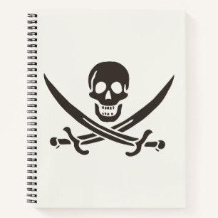 Obsidian Skull Swords Pirate flag of Calico Jack Notebook