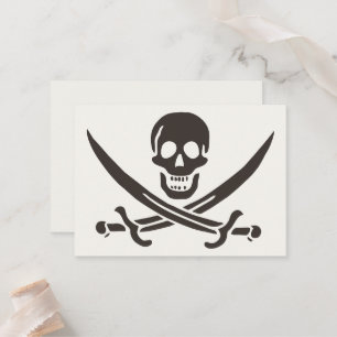Obsidian Skull Swords Pirate flag of Calico Jack Place Card