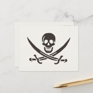 Obsidian Skull Swords Pirate flag of Calico Jack Postcard