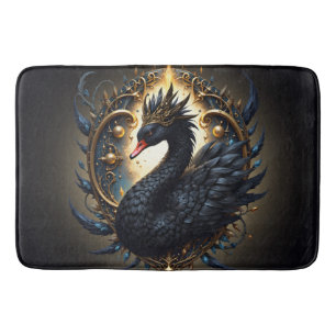 Obsidian Swan of Silent Grace – Dark Fantasy  Bath Mat