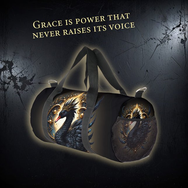 Obsidian Swan of Silent Grace – Dark Fantasy  Duffle Bag (Creator Uploaded)