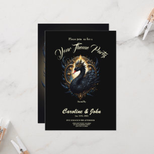 Obsidian Swan of Silent Grace – Dark Fantasy Invitation