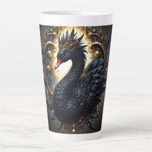 Obsidian Swan of Silent Grace – Dark Fantasy Latte Mug