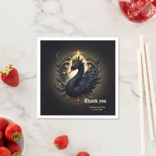 Obsidian Swan of Silent Grace – Dark Fantasy Napkin