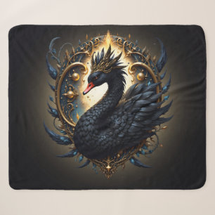 Obsidian Swan of Silent Grace – Dark Fantasy Sherpa Blanket