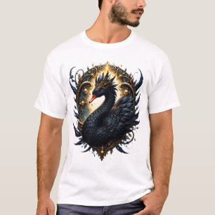 Obsidian Swan of Silent Grace – Dark Fantasy T-Shirt