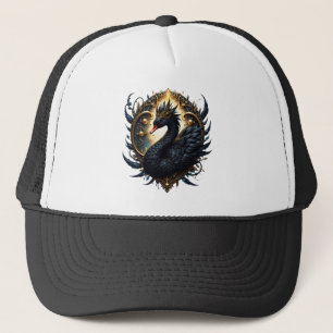 Obsidian Swan of Silent Grace – Dark Fantasy Trucker Hat