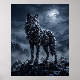 Obsidian Wolf Midnight Ridge Poster