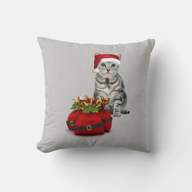 OBSOLETE Cat and Mouse Christmas Monogram Cushion (Front)
