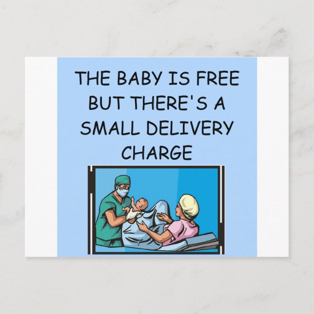 obstetrian joke postcard (Front)