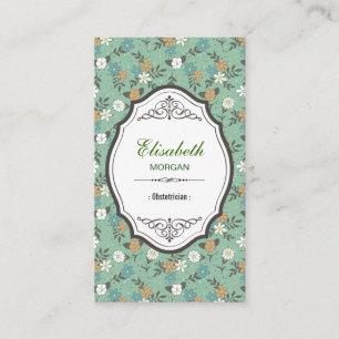Obstetrician - Elegant Vintage Floral Business Card