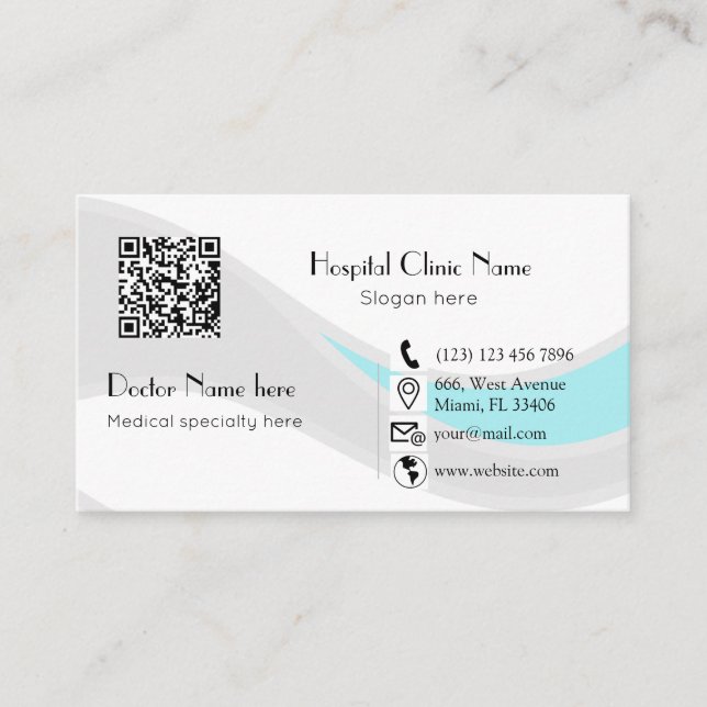 Obstetrician Gynaecologist OBGYN modern QR code Bu Business Card (Front)