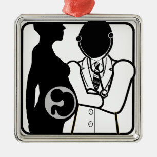 OBSTETRICIAN LOGO - WOMAN'S PERI AND POST NATAL DR METAL ORNAMENT
