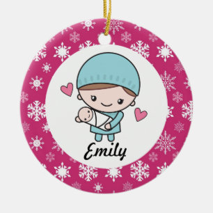 Obstetrician OB-GYN Nurse Midwife Ceramic Ornament