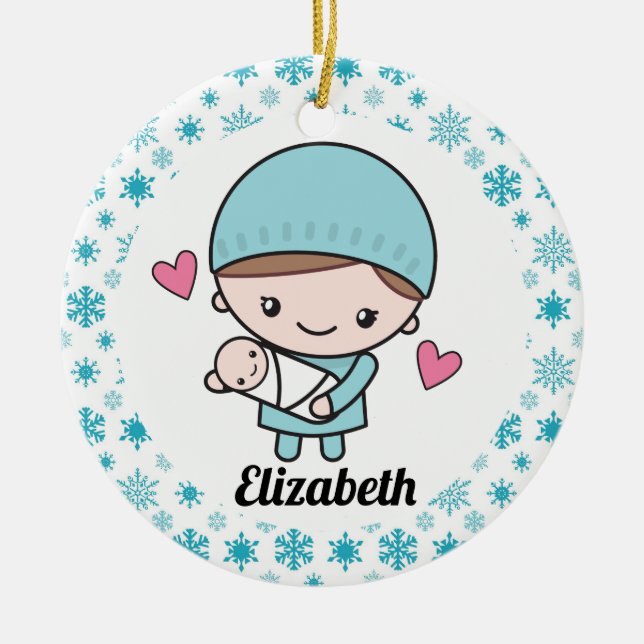 Obstetrician OB-GYN Nurse Midwife Ceramic Ornament (Front)