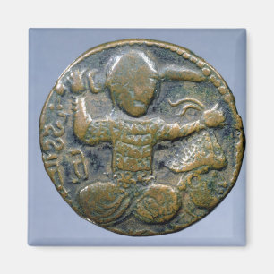 Obverse of coin depicting helmeted Turk Magnet