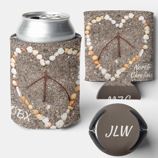 OBX Beach NC Seashell Heart Peace Sign Can Cooler (Creator Uploaded)