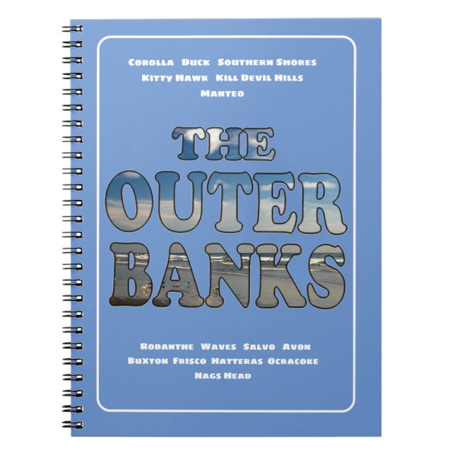 OBX Beach Text And Towns Notebook (Front)