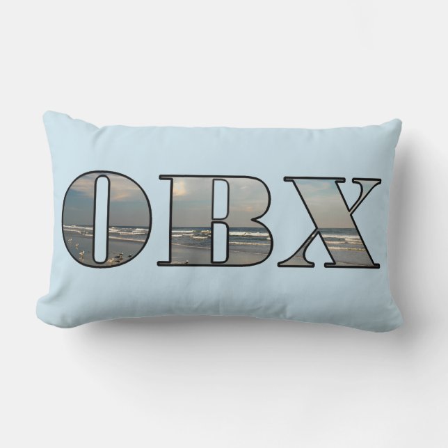 OBX Beach Text  Lumbar Cushion (Front)