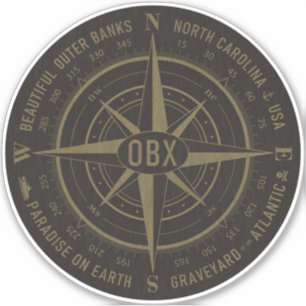 OBX Compass Outer Banks Vintage Gold Black