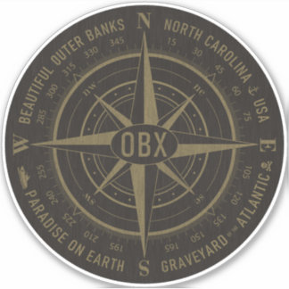 OBX Compass Outer Banks Vintage Gold Black