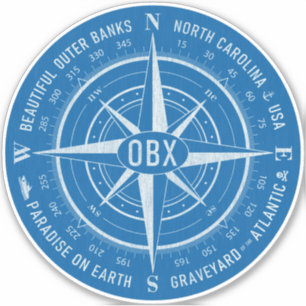 OBX Compass Outer Banks Vintage White Blue