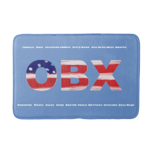 OBX Flag Text And Towns Bath Mat
