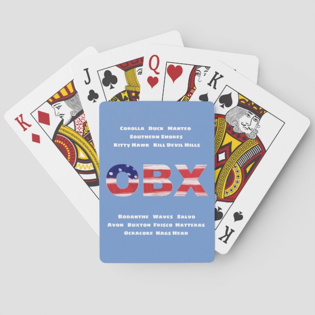 OBX Flag Text And Towns    Playing Cards (Back)