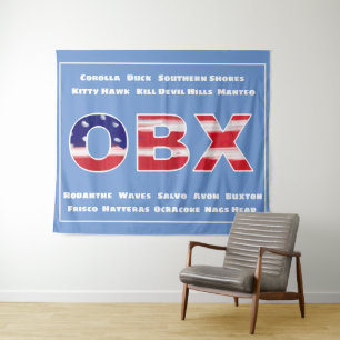 OBX Flag Text And Towns Tapestry